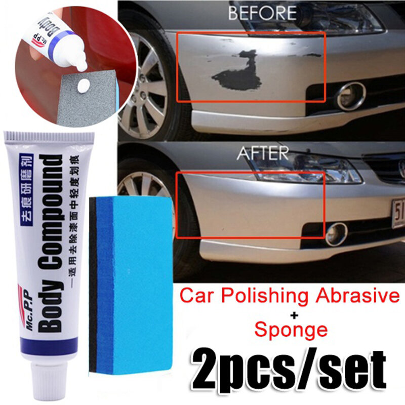 2pcs/set Car Scratch Remover Car Polishing Paste with Sponge, Car Body Paint Care Kit