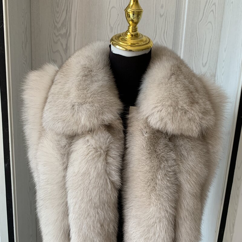 Chaleco corto de piel de zorro real para mujer, chaqueta con solapa de piel natural, fila vertical, 2023 auténtica, moda de otoño e invierno, novedad de 100%