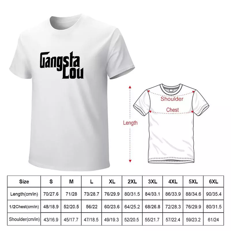 남성용 Gangsta Lou 로고 티셔츠, 히피 의류, 블랙 티셔츠, 여름 상의, 무지 티셔츠