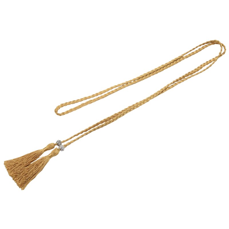 Sabuk tenun simpul dihiasi rantai pinggang tali pinggang emas