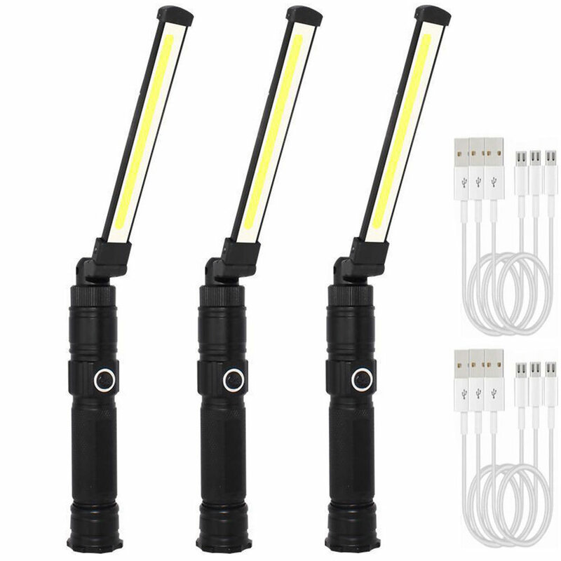 Portátil COB LED lanterna magnética, USB recarregável tocha, lanterna luz de inspeção, camping, lâmpada de reparo do carro, novo