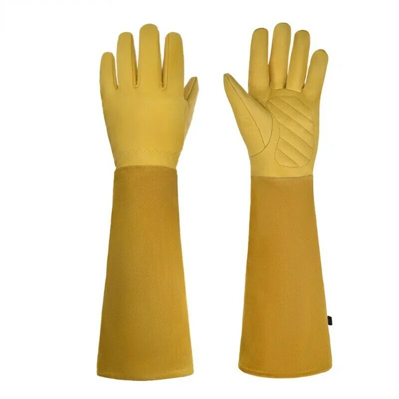 S-XL CowhideLong-tube Gardening Gloves Heavy-duty Gardening Rose Trim Spur-proof Long Sleeve Gloves Work Welding Gloves