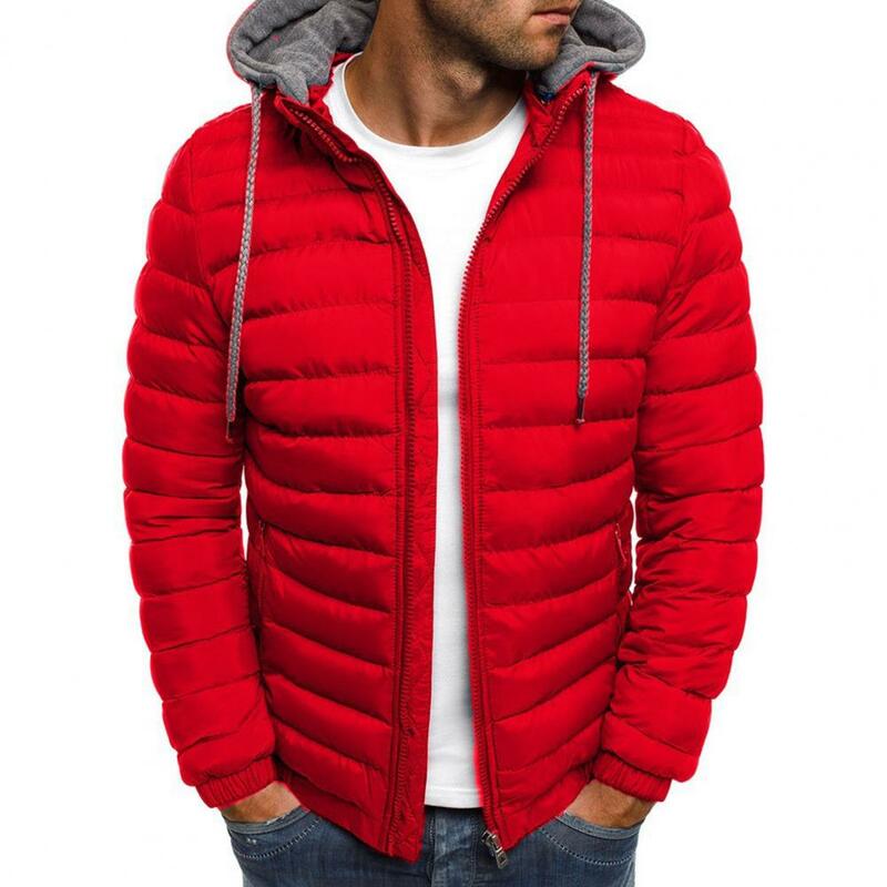 Jaqueta acolchoada com capuz masculina, casaco de algodão quente grosso, manga longa à prova de vento, casaco exterior macio, outono, inverno