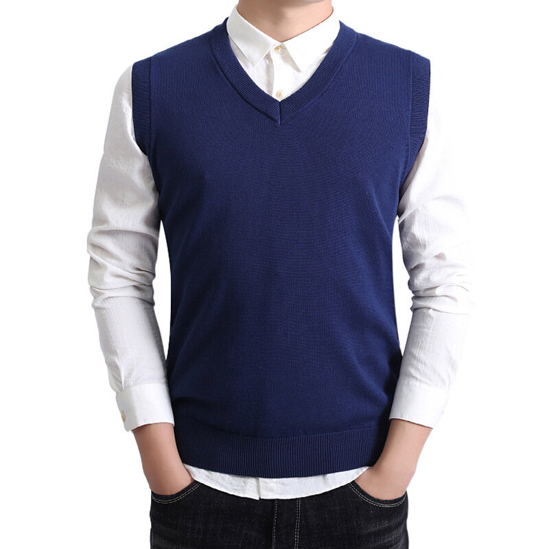 MRMT-colete masculino de malha casual com decote em v, suéter masculino de meia idade, roupa sem mangas, novo, 2024