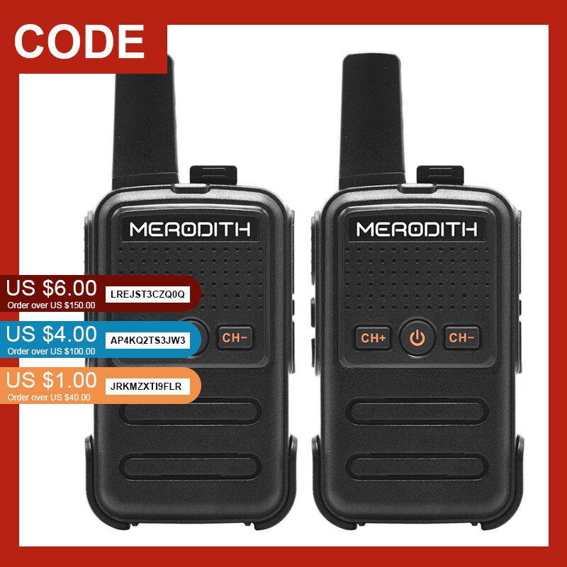 MERODITH C56 walkie talkie Mini 2 set, walkie talkie USB Tipe C telepon portabel radio 2 Profesional dan berburu kuat