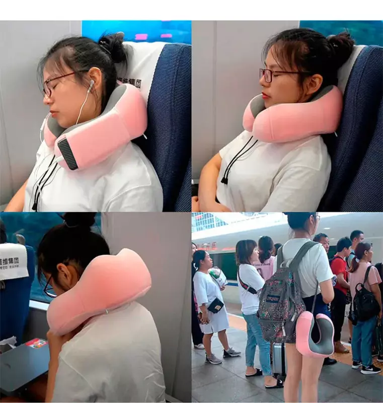 Almofadas de pescoço de espuma viscoelástica em forma de U, almofada de pescoço respirável para assentos de carro, almofada de viagem para descansar a cabeça e o pescoço para cuidados de saúde cervicais