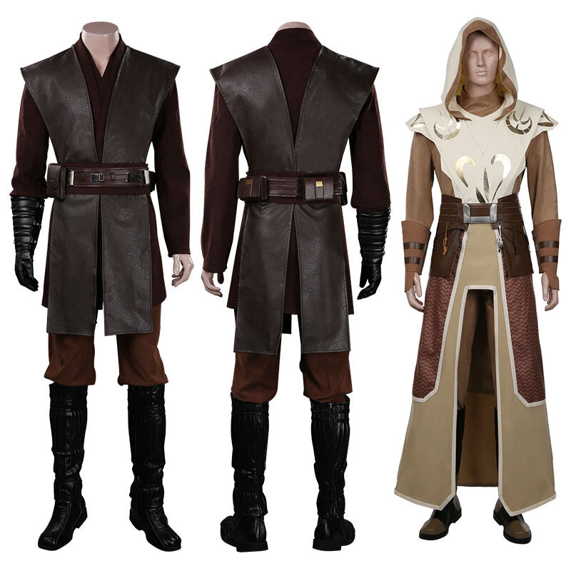 Costume de Cosplay de Temple Clone Guard FantrenforRey Anakin pour Homme, Robe Marron, Uniforme Everak pour Adulte