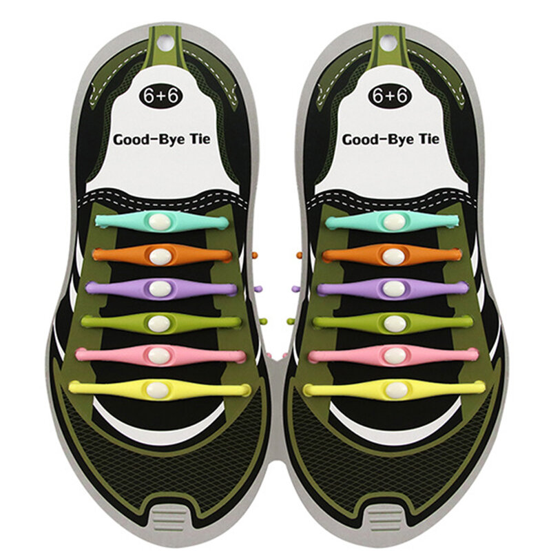 12 Buah Tali Sepatu Silikon Tanpa Ikatan Tanpa Dasi Tali Sepatu Sneakers Tali Elastis Anak Dewasa Karet Tali Sepatu Olahraga Cepat untuk Sepatu