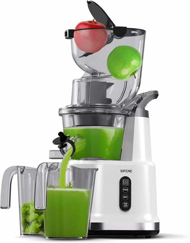 SiFENE Cold Press Juicer Machines with 83mm Big Mouth, Whole Slow Masticating Juicer, Juice Extractor Maker Squeezer for Fruits