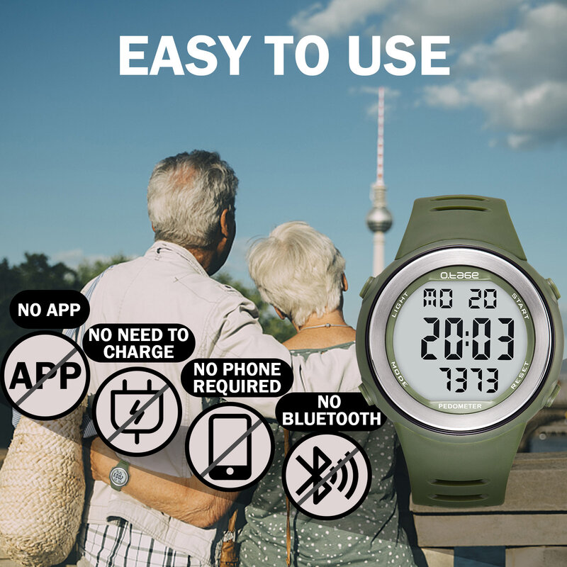 Hearkent-relógio digital pedômetro à prova d'água para homens e mulheres, contador de passos e rastreador de calorias, exibição de luz traseira, contagem regressiva, relógios esportivos