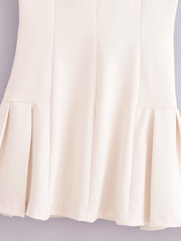 Damska 2024 nowy modna koszula styl Slim Fit szeroka plisowana sukienka Mini Retro z krótkim rękawem zapinana damska sukienka Mujer