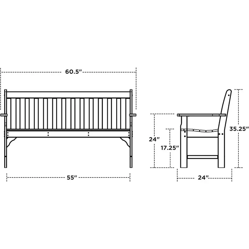 Ławka 60 "ławka na zewnątrz ławki mahonyfreight Free zewnętrzne meble ogrodowe