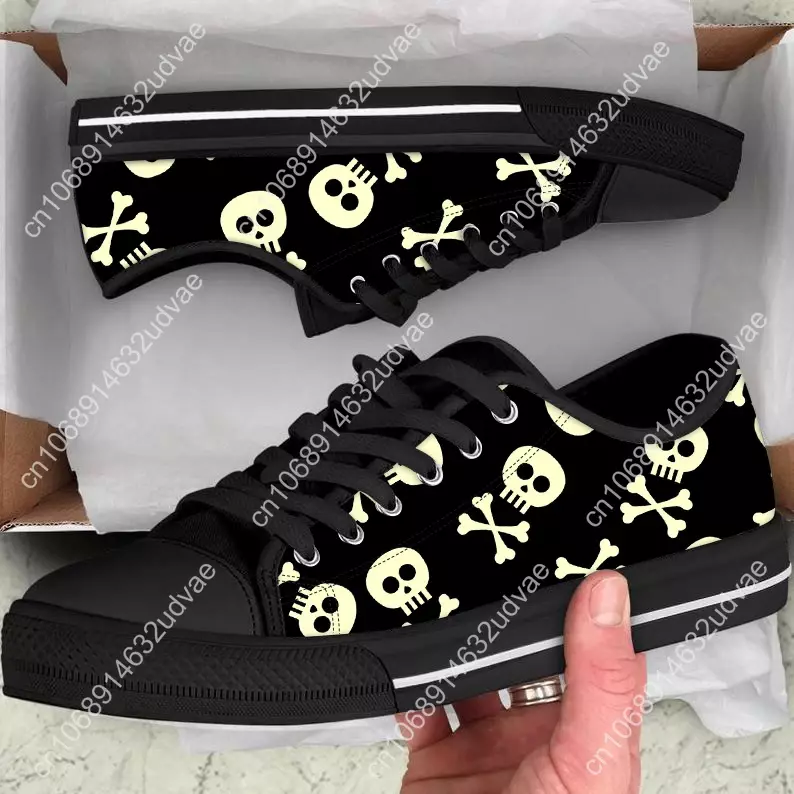 Hot Shoes Sugar Skull Prints Fashion Mens Womens Casual Lace-up Vulcanized Shoes Classic Vulcanized Shoes for Ladies Sneakers