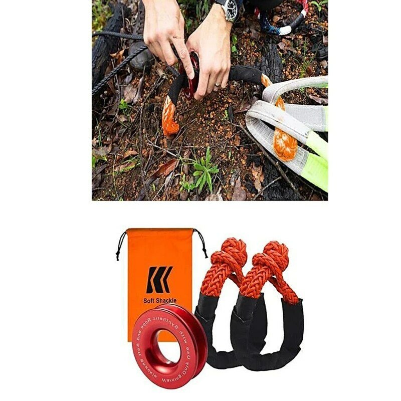 Aluminum Winch Snatch Recovery Ring Recovery Loop with Soft Release Buckle for Off Roading and Outdoor Adventures