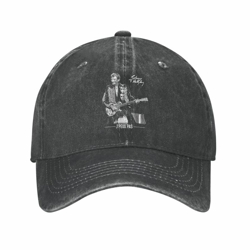 Pop Singer Johnny Hallyday Baseball Cap Vintage Distressed Denim Sun Cap Unisex Style Outdoor Running Golf Adjustable Hats Cap