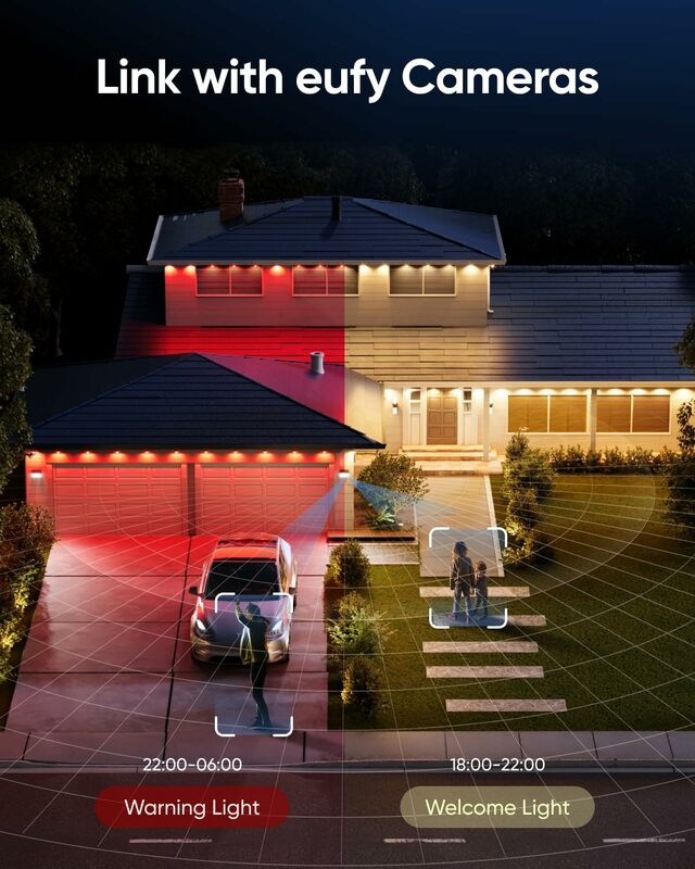 eufy Permanent Outdoor Lights E120, 100ft with 60 Dual-LED RGB and Warm White Eave Lights, App Control, AI Light Design