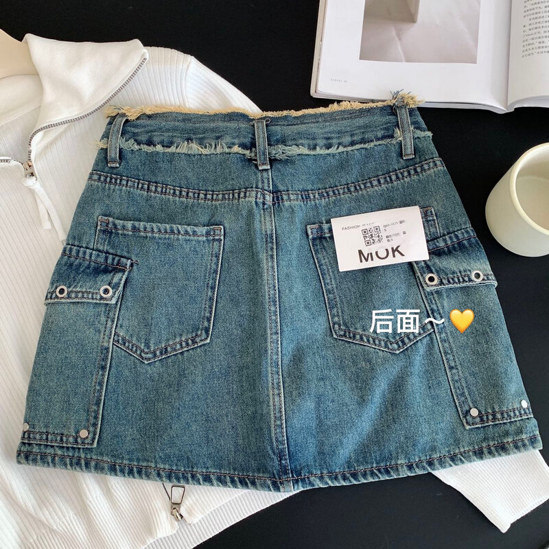 Jeans Skirts Denim women 2024 Summer new high waist slimming hot girl design sense work clothes short skirt Faldas Clothes