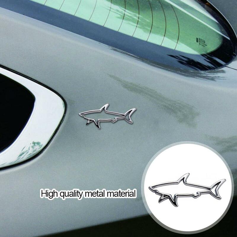 3D metallo Car Styling Sticker Hollow Fish Shark Emblem Badge decalcomanie automobili moto Computer Fuel Cap accessori decalcomanie
