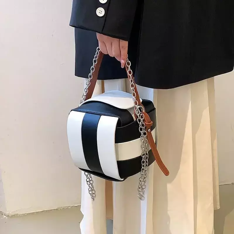 Indie Design Taschen für Frauen New Trend Mode Chic Mischfarben Kette Pu Leder quadratische Umhängetasche Neuheit vielseitige Umhängetasche