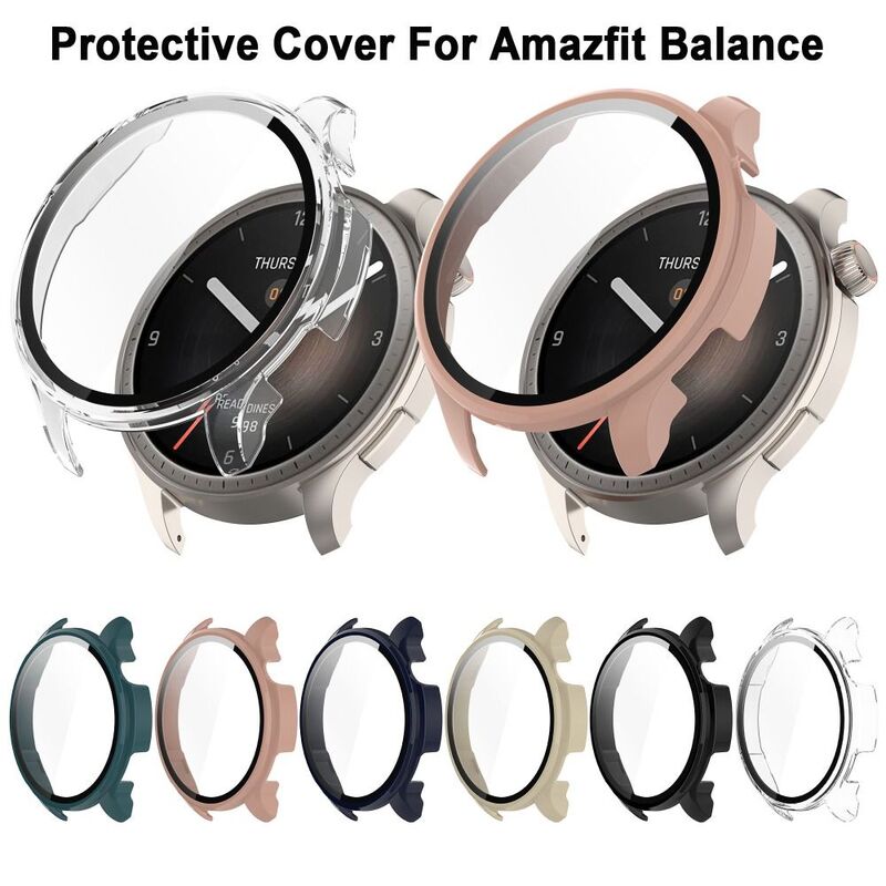 Full Cover Protective Case New PC+Tempered Watch Screen Protector Smart Hard Cover Shell for Amazfit Balance Smart Watch