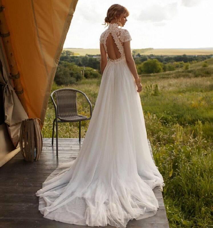 Женское кружевное свадебное платье мечты бохо, модель 2023 года, с рукавами-крылышками, а-силуэт, богемное свадебное платье, винтажное элегантное платье для невесты