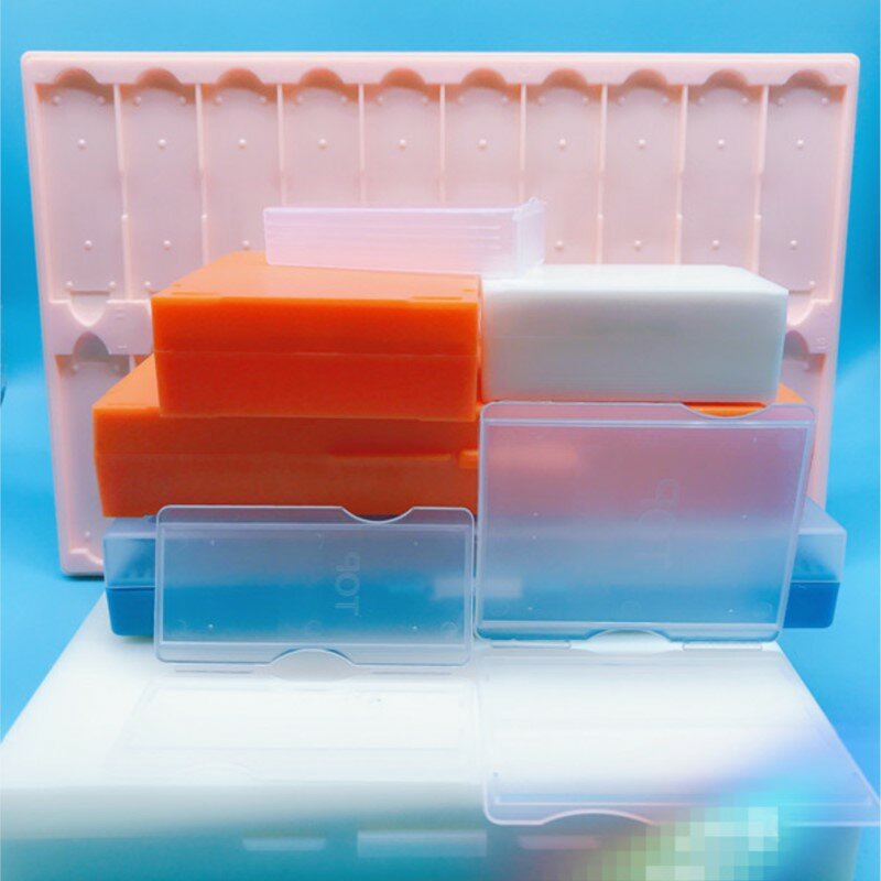 1 pc 플라스틱 직사각형 현미경 유리 홀더 슬라이드 상자 100 슬라이드 실험실 용품