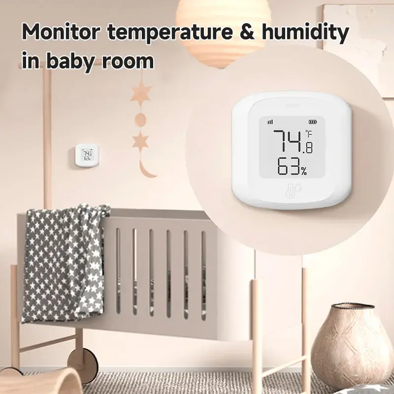 Sensor de Temperatura e Umidade Inteligente Mini Tuya, Detector Sem Fio, Conexão Inteligente, Wi-Fi, Zigbee, Alexa, Google Home
