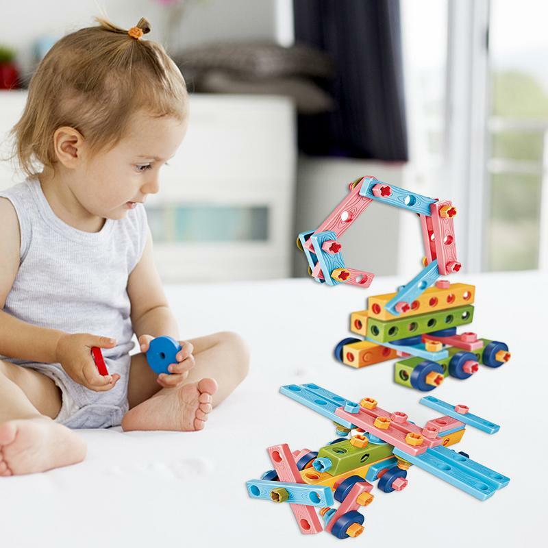 Nakrętki i śruby zabawka nakrętki i śruby budująca łodygę edukacyjna Montessori budynki zabawka umiejętności motoryczne dla chłopców i