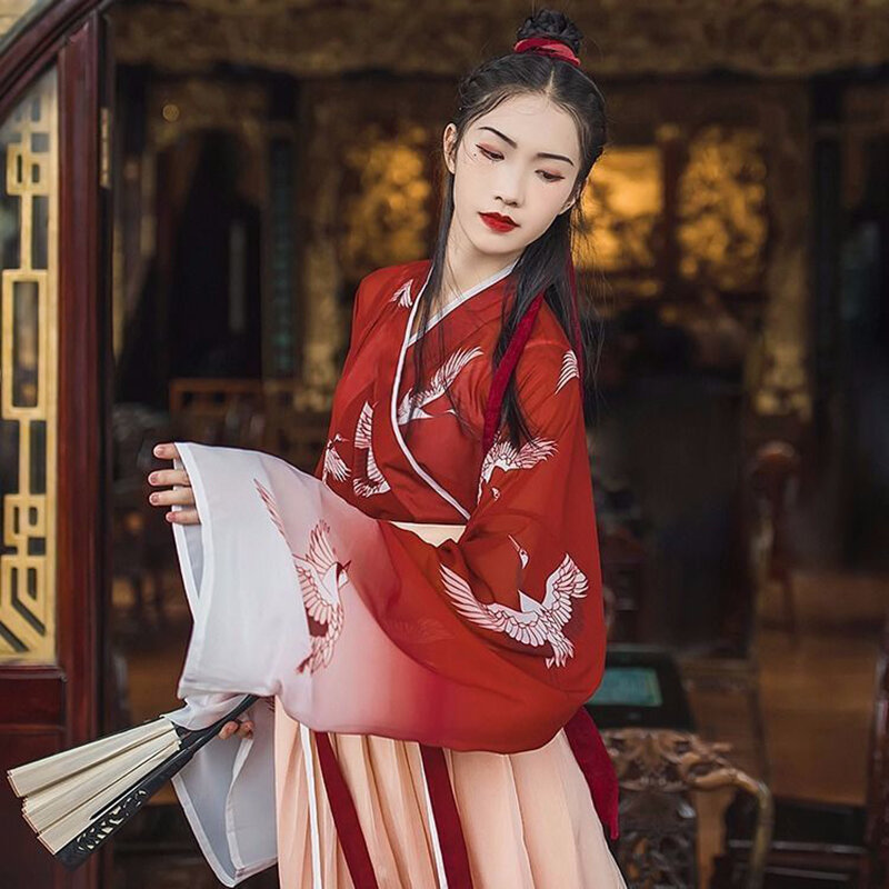 Mới Truyền Thống Hanfu Trung Quốc Phong Cách Trang Phục Hóa Trang Công Chúa Váy Cải Tiến Cổ Thanh Lịch Cô Gái Xinh Đẹp Châu Á Thời Trang Retro