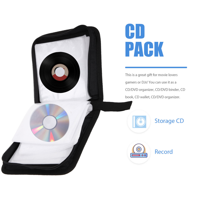 3Pcs CD Cases DVD Case Portable Disc Holder Case Holder 40 Disc Wallet Bag