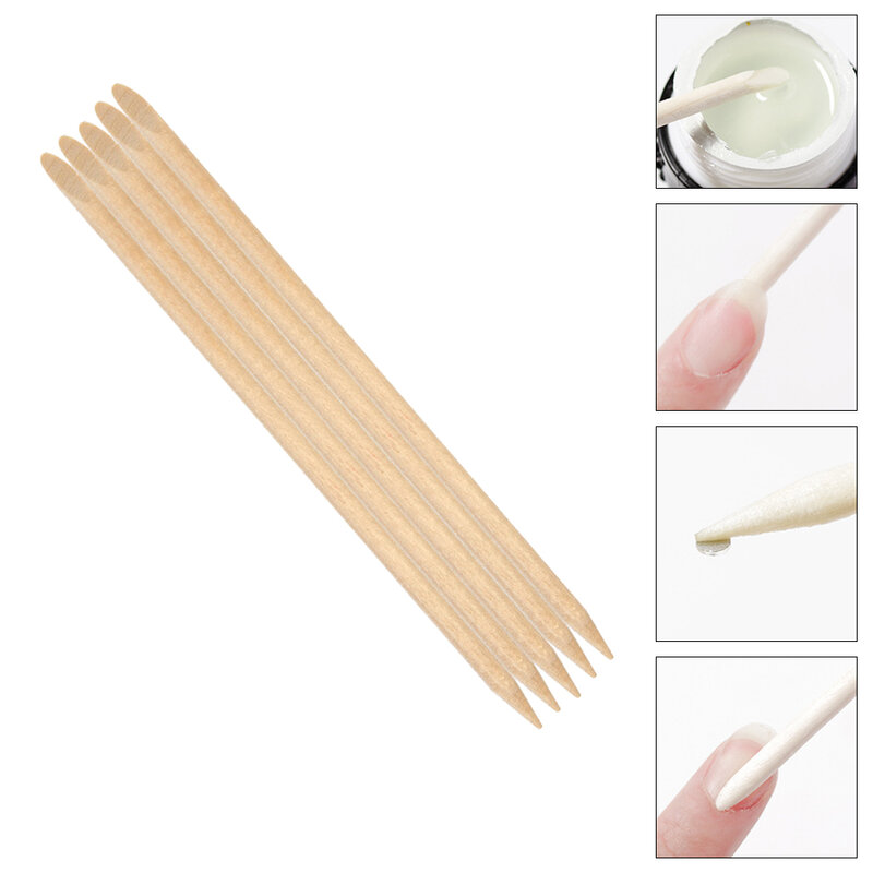 5pcs Wooden Cuticle Pusher Remover Nail Art Design Orange Wood Sticks Rhinestones Dotting Removal Manicure Pedicure Care Tools