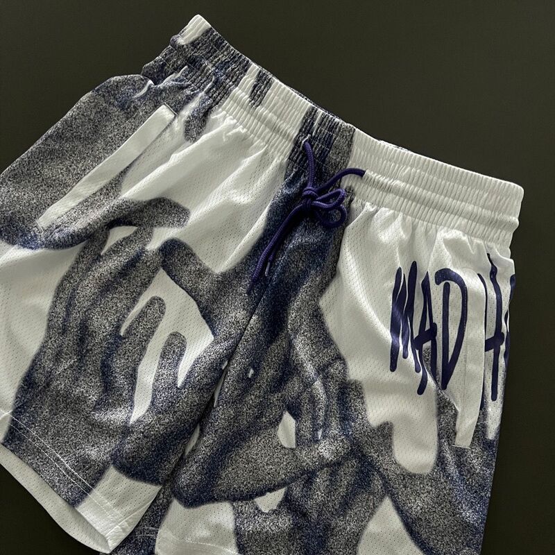 Nowe Madhoops Catcher ponadgabarytowe drukowane szybkoschnące amerykańskie spodenki męskie spodenki gimnastyczne do koszykówki Rugby Harajuku codzienne spodnie dresowe
