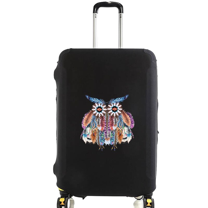 Cubierta protectora de equipaje, cubierta elástica con estampado de plumas, antipolvo, resistente a los arañazos, accesorios de viaje para maletas de 18-32 pulgadas