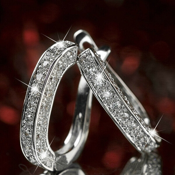 Anting-Anting Pernikahan Zirkonia Kubik Mewah untuk Wanita Anting-Anting Simpai Emas Mawar Hadiah Hari Kasih Sayang Perhiasan Ulang Tahun Pendientes Mujer