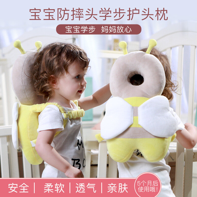 Baby's Head Back Protection Pillow, Aprender Caminhada Chapelaria, Evitar Segurança, Prevenção Almofada de Segurança, Cartoon Bee, Almofadas Crianças, Outono