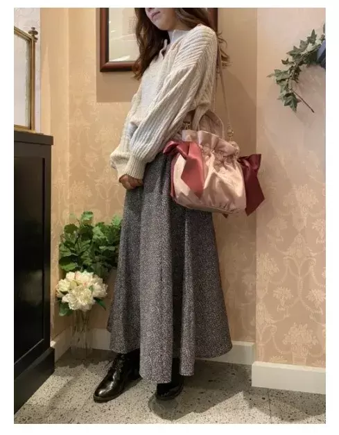 Japanese Style New Double-Sided Drawstring Bags Sweet Cute Girl Ladies Satin Bow Crossbody Shoulder Portable Handbag
