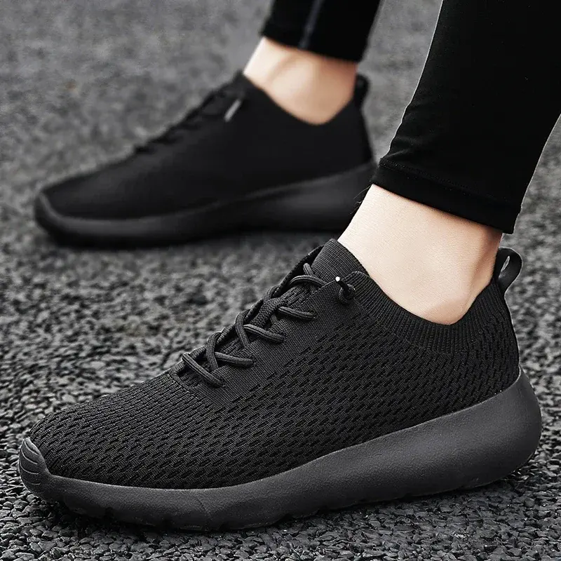 2023 High Quality Shoes Men Lace Up Men's Vulcanize Shoes Spring and Autumn Solid Net Cloth Breathable Low-heeled Casual Shoes