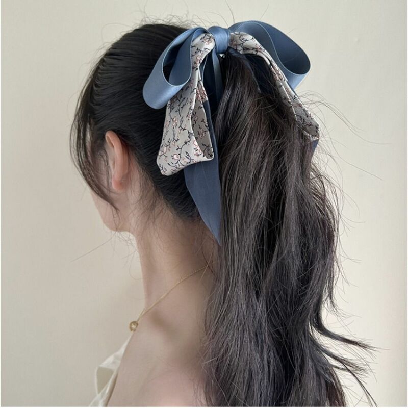 Ribbon Bow Banana Clip Sweet Korean Style Hairpin Vertical Clip Headdress Silk Scarf Bowknot Hair Clip Girls