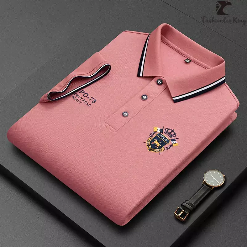 New Summer Fashion Men's High Quality Polo Collar Shirt Luxury Embroidered Short Sleeved Top