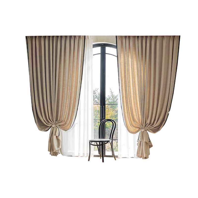 French Linen Curtains Semi-blackout Simple Chinese Living Room Tea Room Study Curtains for Living Dining Room Bedroom