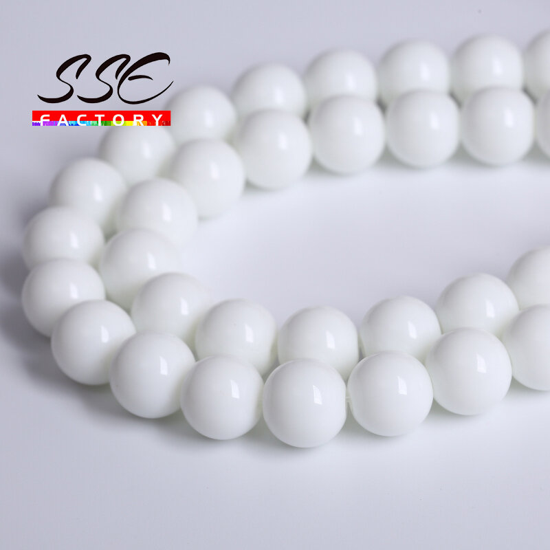 Natural White Agates Stone Beads Onyx Round Loose Spacer Beads For Jewelry Making DIY Bracelet Accessories 4 6 8 10 12mm 15"inch