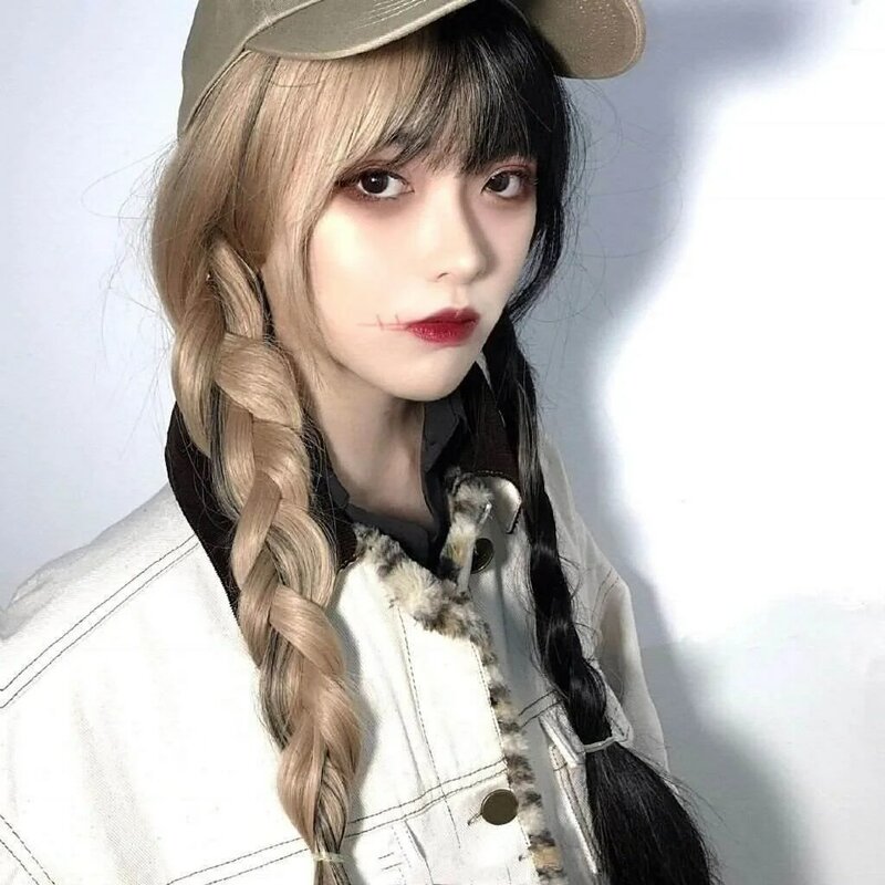Princesa corte franja peruca cosplay feminina, cabelos longos e lisos, novo cabelo japonês Ji, peruca fina respirável Lolita, cabelo longo JK