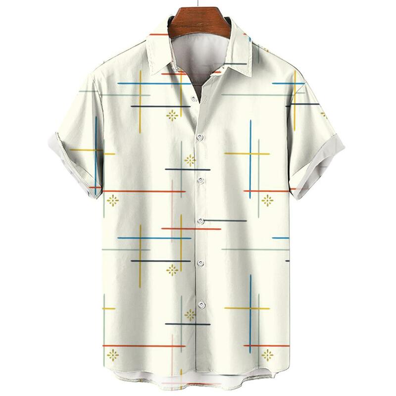 Chemise simple à manches courtes pour hommes, chemises de rue décontractées, vêtements d'été 3D, mode, nouveau, 5XL