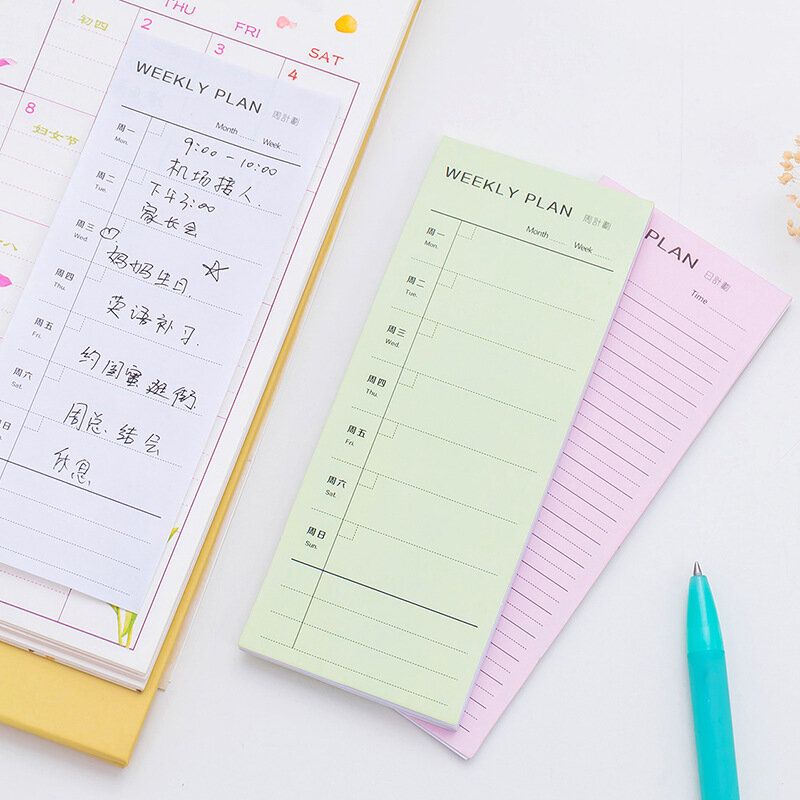 2 Buah Jadwal Hari Minggu Bulan Rencana Memo Notebook Harian Kantor Perencana Notepad Aschool Perlengkapan Alat Tulis