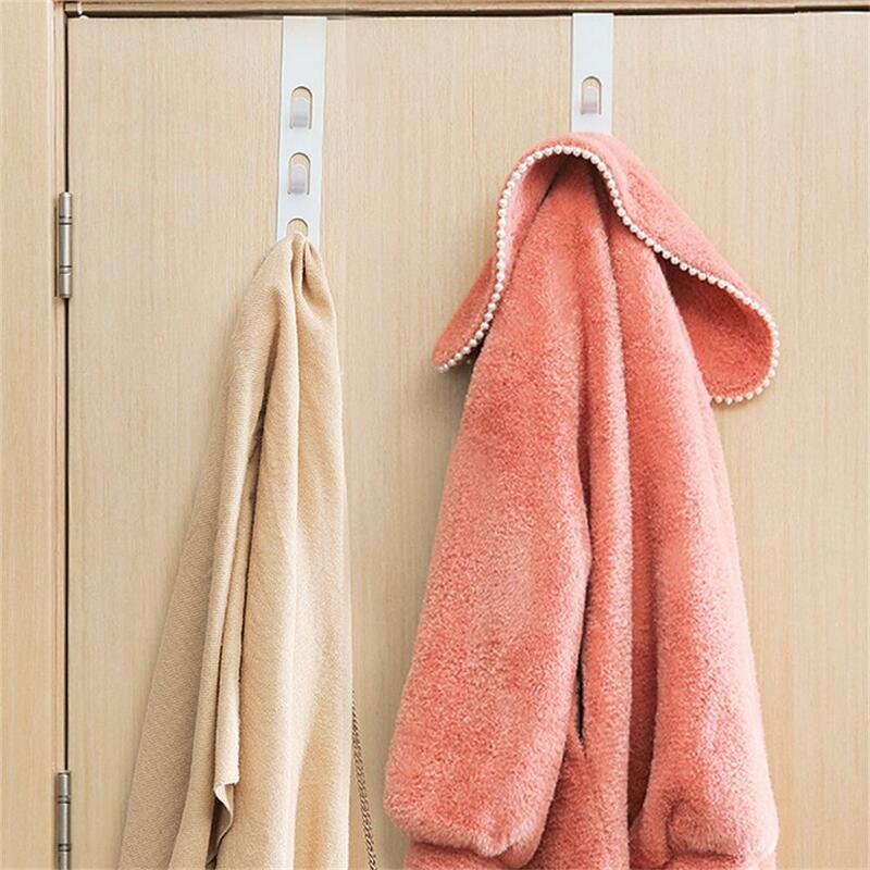 Gantungan Kait Atas Pintu Besi 4 Kait Pukulan Gratis Rak Organizer Vertikal untuk Lemari Pakaian Kamar Mandi Dapur