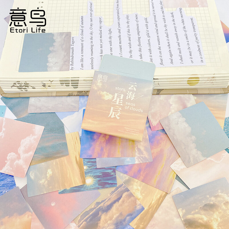 Marcadores de la serie Sea of Clouds and Stars, etiquetas adhesivas decorativas para álbum de fotos, 12 paquetes por lote
