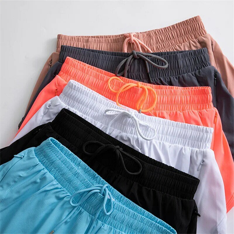Pantalones deportivos de secado rápido para mujer, mallas falsas de dos piezas de malla para Yoga, mallas antiligeras para correr y Fitness, 2024