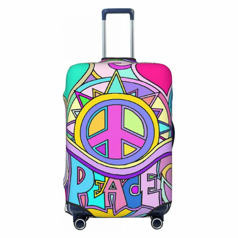 Psyche delische Hippie Retro Peace Art Print Gepäcks chutz Staubs chutz hüllen elastisch wasserdicht 18-32 Zoll Koffer abdeckung