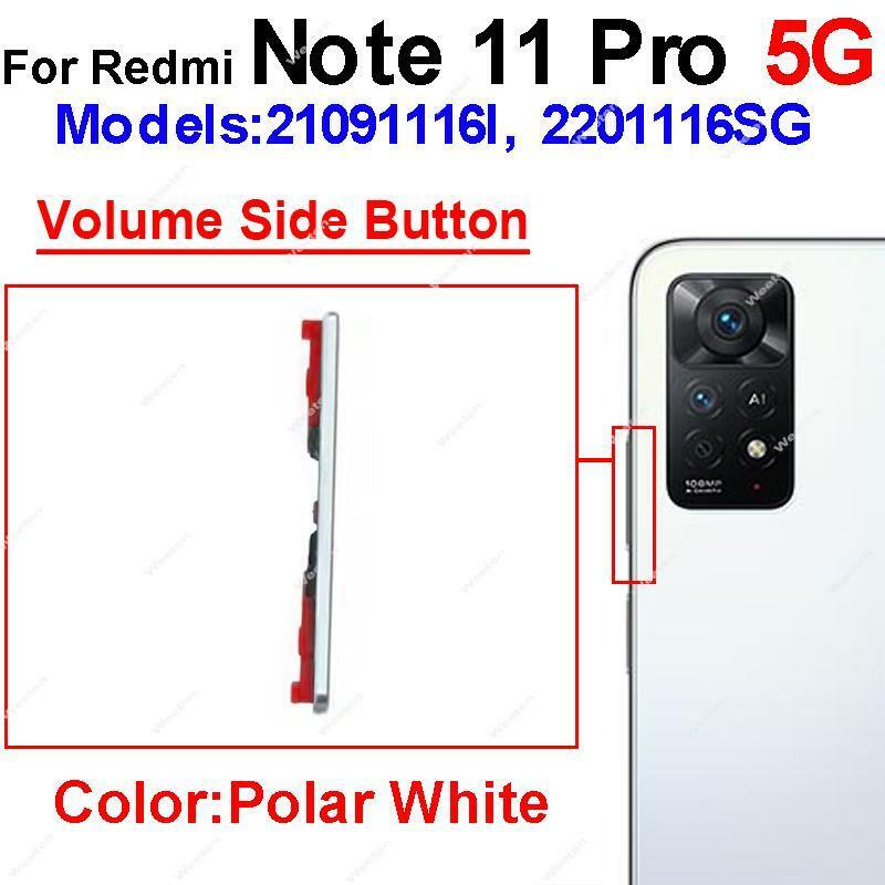 Touche latérale de volume haut/bas pour Xiaomi Redmi Note 11 11S Pro Plus 4G 5G, bouton latéral de remplacement, pièces de rechange de réparation