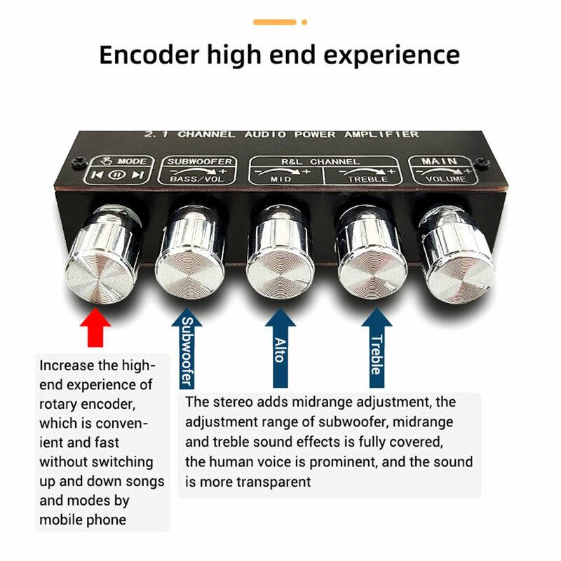 Placa Amplificadora de Potência Digital, Áudio Estéreo, Bluetooth 5.1 Bass, Subwoofer 2.1, ZK-MT21S, 2x50W + 100W 2.1, AUX 12V, 24V